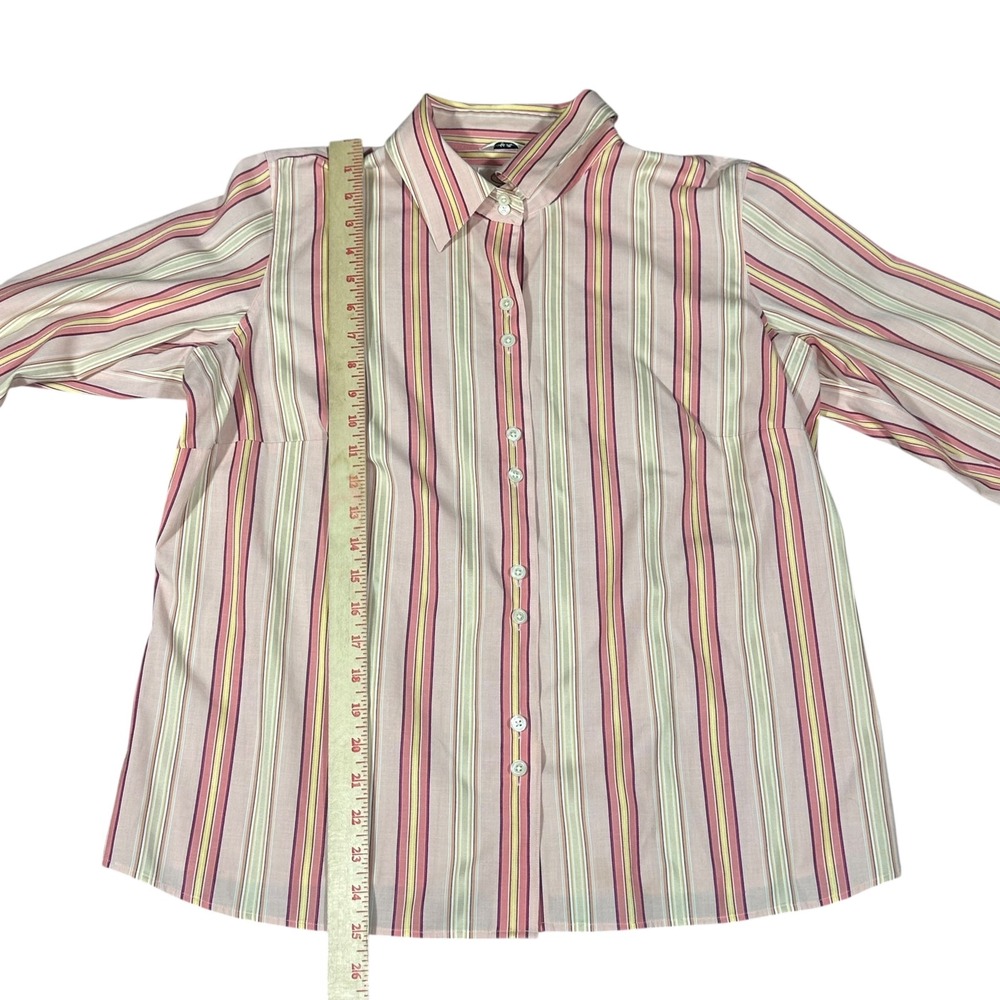 Talbots Button Down Shirt Women 12WP Pink Striped Wrinkle‎ Resistant Stretch - Picture 4 of 9